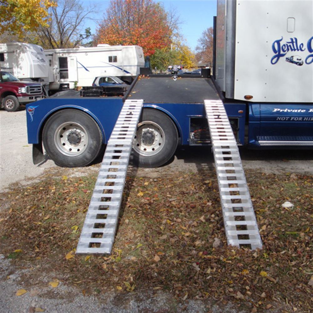 HD Ramps 12' L X 12" W Aluminum Folding Smart Car Trailer Ramps, Plate End, Stub Foot - 2,000 lb. Per Axle