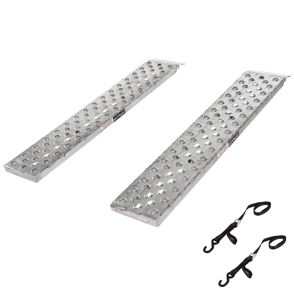 HD Ramps 5' L X 12" W EZ Traction Aluminum Car Trailer Ramp, Hook & Plate Hybrid End, Stub Foot - 3,000 lb. Per Axle