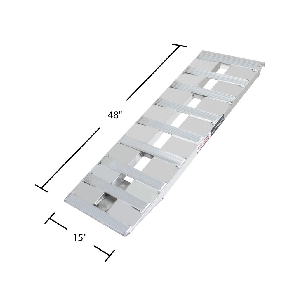 HD Ramps 4' L X 15" W Aluminum Car Trailer Ramps Hook End, Knife Foot- 5,000 lb. Per Axle