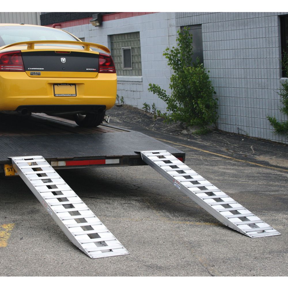 HD Ramps 6' L X 15" W Aluminum Car Trailer Ramps, Hook End, Knife Foot - 5,000 lb. Per Axle