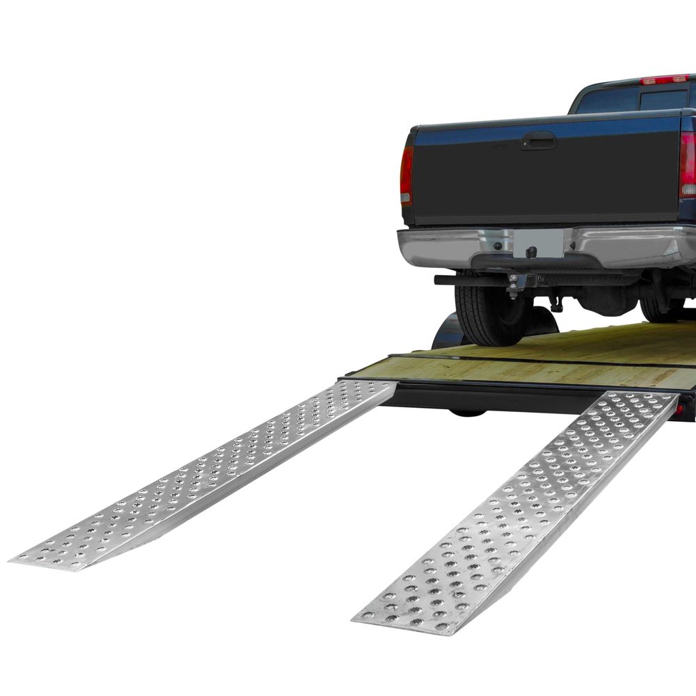 HD Ramps 7' 10" L X 15" W EZ Traction Aluminum Car Trailer Ramps, Hook End, Knife Foot - 5,000 lb. Per Axle