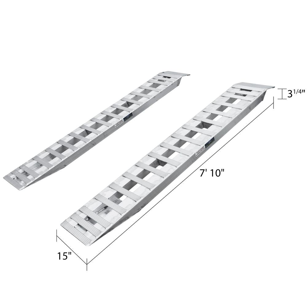 HD Ramps 7' 10" L X 15" W Aluminum Car Trailer Ramps, Plate End, Knife Foot - 5,000 lb. Per Axle