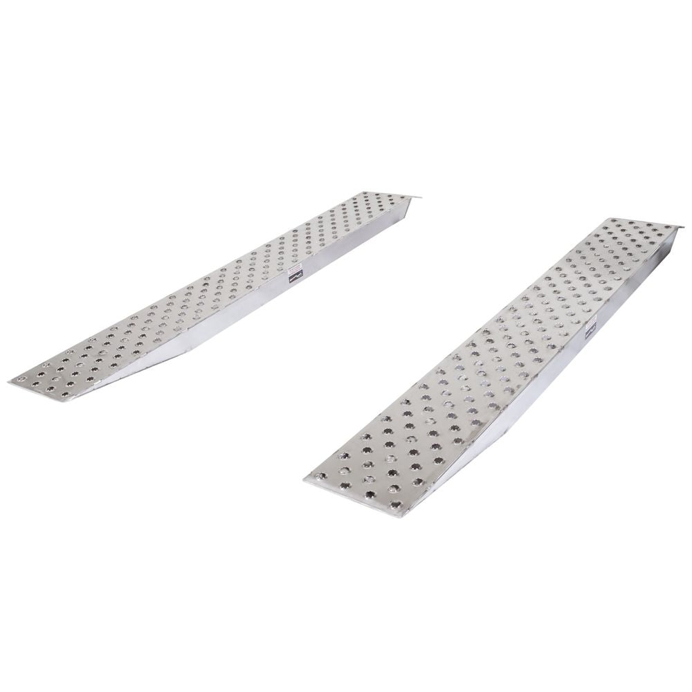 HD Ramps 10' L X 16" W EZ Traction Aluminum Car Trailer Ramps, Plate End, Knife Foot - 5,000 lb. Per Axle