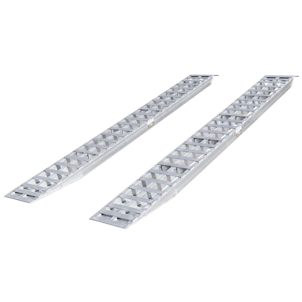 HD Ramps 12' L X 16" W Aluminum Car Trailer Ramps, Plate End, Knife Foot - 5,000 lb. Per Axle