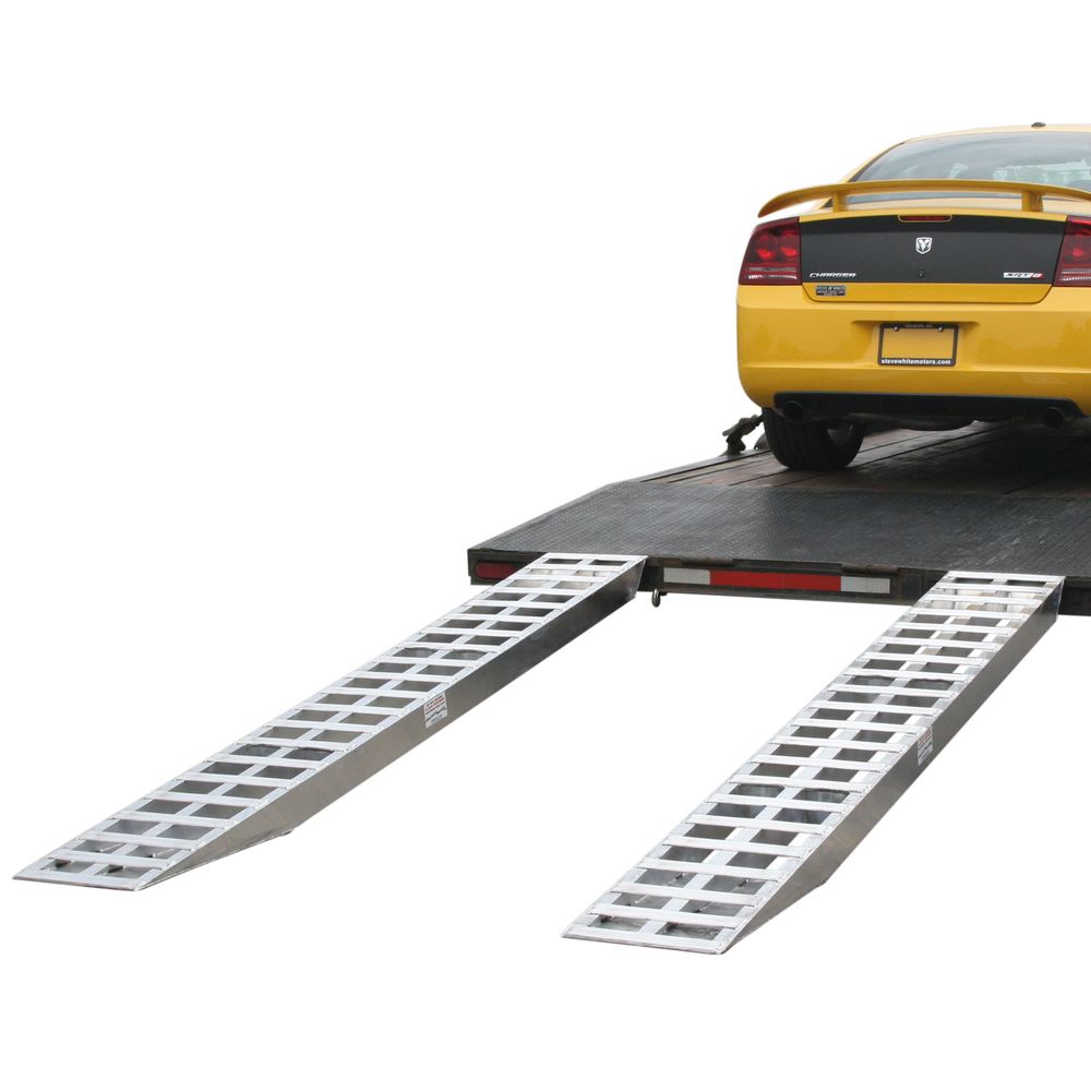 HD Ramps 10' L x 20" W Aluminum Car Trailer Ramps, Pin-On End, Knife Foot - 5,000 lb. Per Axle