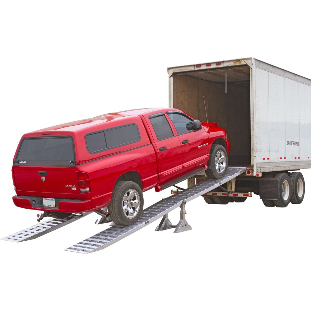 HD Ramps Aluminum Modular Dry Van Truck Trailer Ramp System w/2-Piece Support Stands - 5,000 lb. per Axle