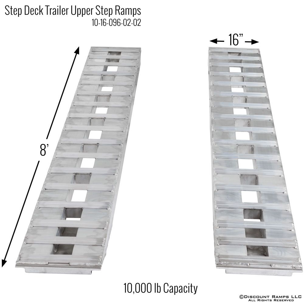 HD Ramp 8' L x 16" W x 4-1/4" H Aluminum Ramps, Pin-On End, Pin-On Foot - 10,000 lb. per Axle