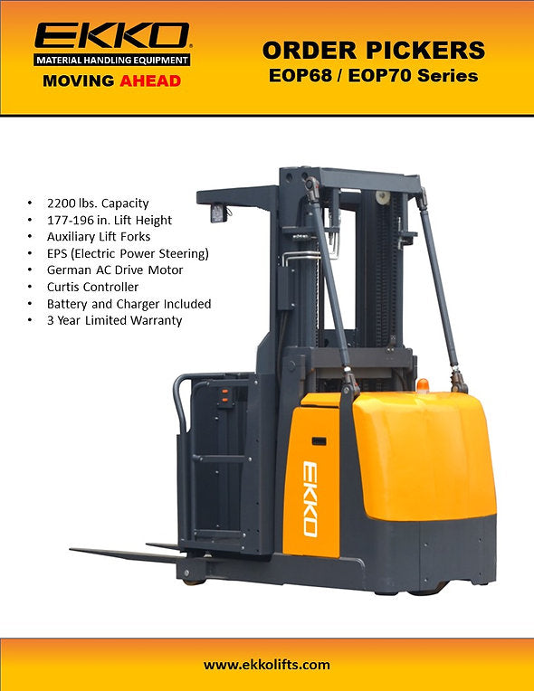 EOP68 Order Picker 2200 lb Cap., 177" Lift