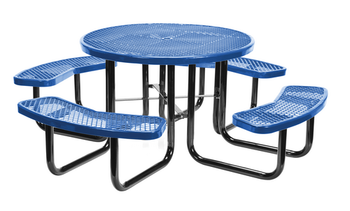 Vestil Steel Picnic Table Expanded Metal Round Top 46 In. x 46 In.