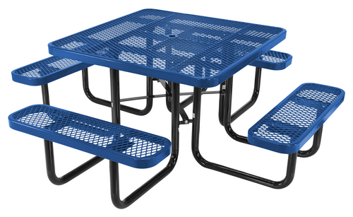 Vestil Steel Picnic Table Expanded Metal Square Top 46 In. x 46 In.