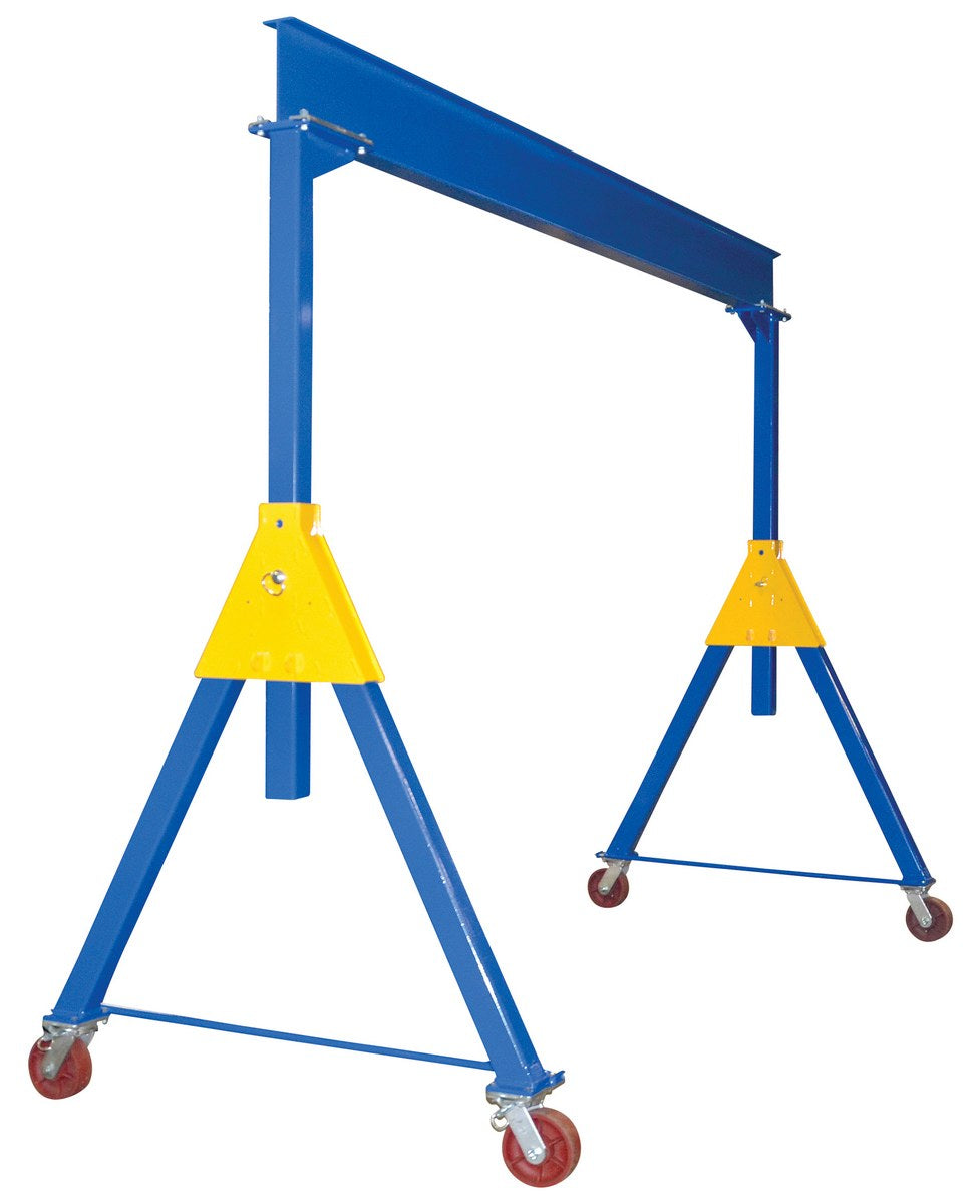 Vestil Steel Knock-Down Adjustable Height Gantry Crane with Ductile Steel Casters 15 Ft.Wide x 10 Ft. Max Usable Height 10,000 Lb. Capacity Blue