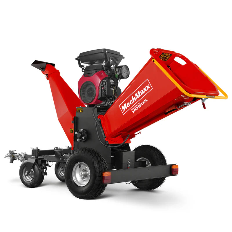 MechMaxx 8 inch HONDA E-Start 688cc 22hp Gas Powered 4 - Wheel Drum Wood Chipper with Taillight, B200