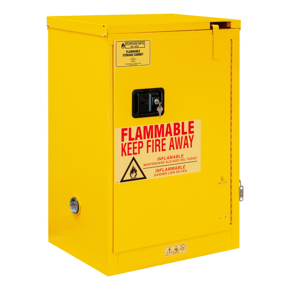 Vestil Flammable Self Closing Storage Cabinet 12 Gallon Capacity Yellow