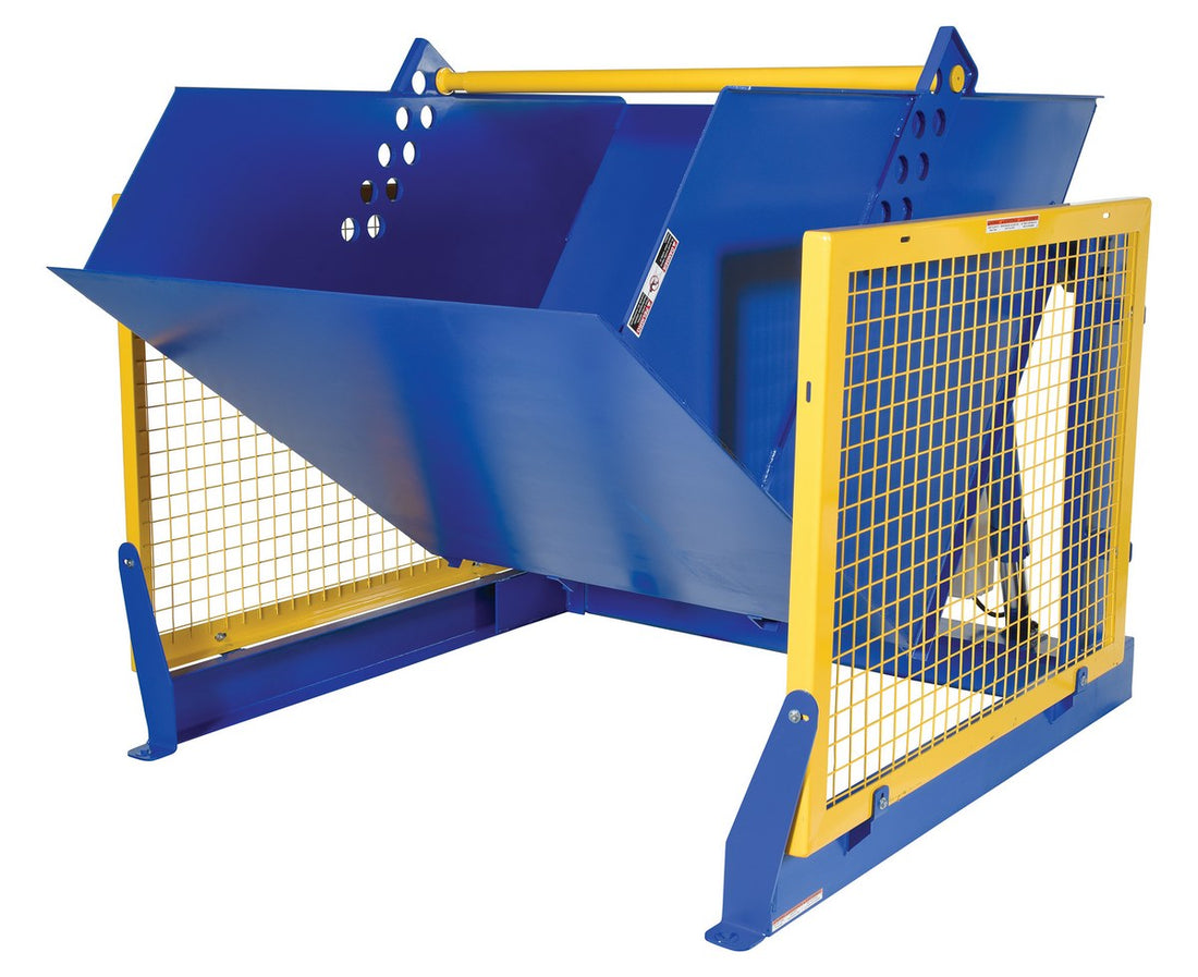Vestil Steel Electric Hydraulic Box Dumper 36 In. Dump Height 2,000 Lb. Capacity Blue