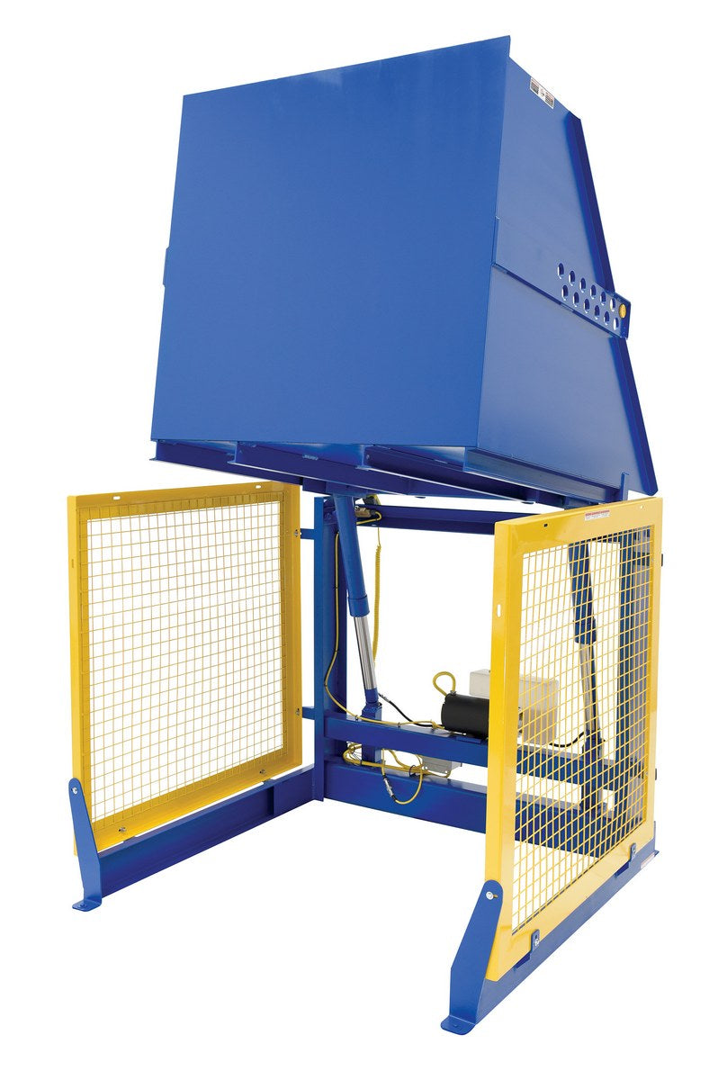 Vestil Steel Electric Hydraulic Box Dumper 48 In. Dump Height 2,000 Lb. Capacity Blue