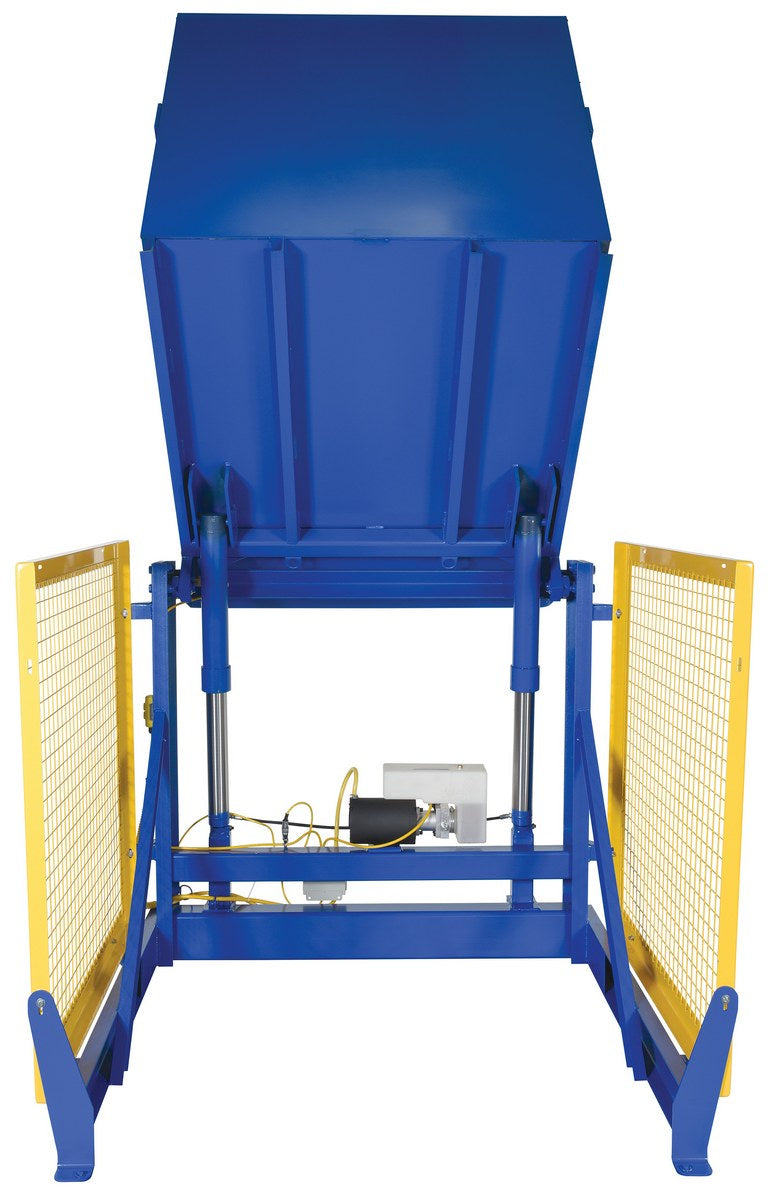 Vestil Steel Electric Hydraulic Box Dumper 48 In. Dump Height 4,000 Lb. Capacity Blue