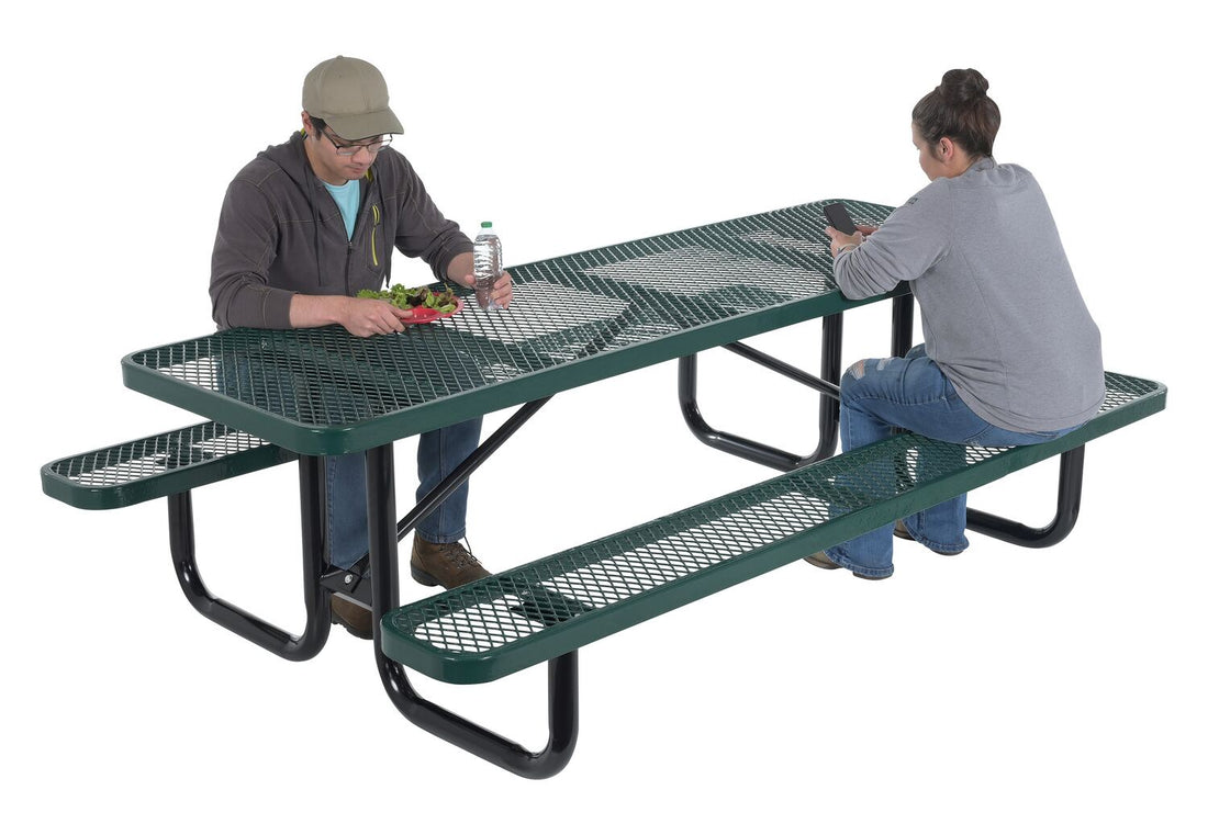 Vestil Steel Picnic Table Expanded Metal Rectangle Top 30 In. x 72 In.