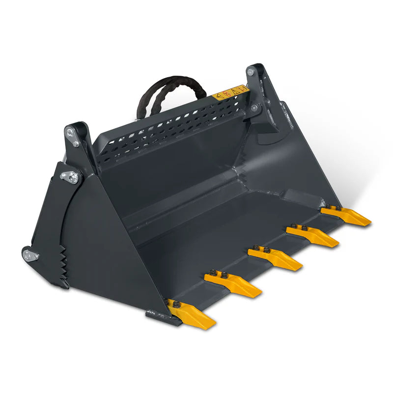 MechMaxx 44” 4-In-1 Combo Mini Skid Steer Bucket Attachment With Quick Attach, Universal Mount