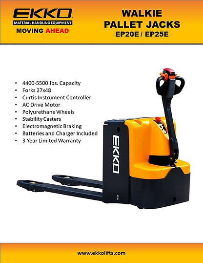 EKKO EP20E Walkie Pallet Jack 4400lbs. Capacity