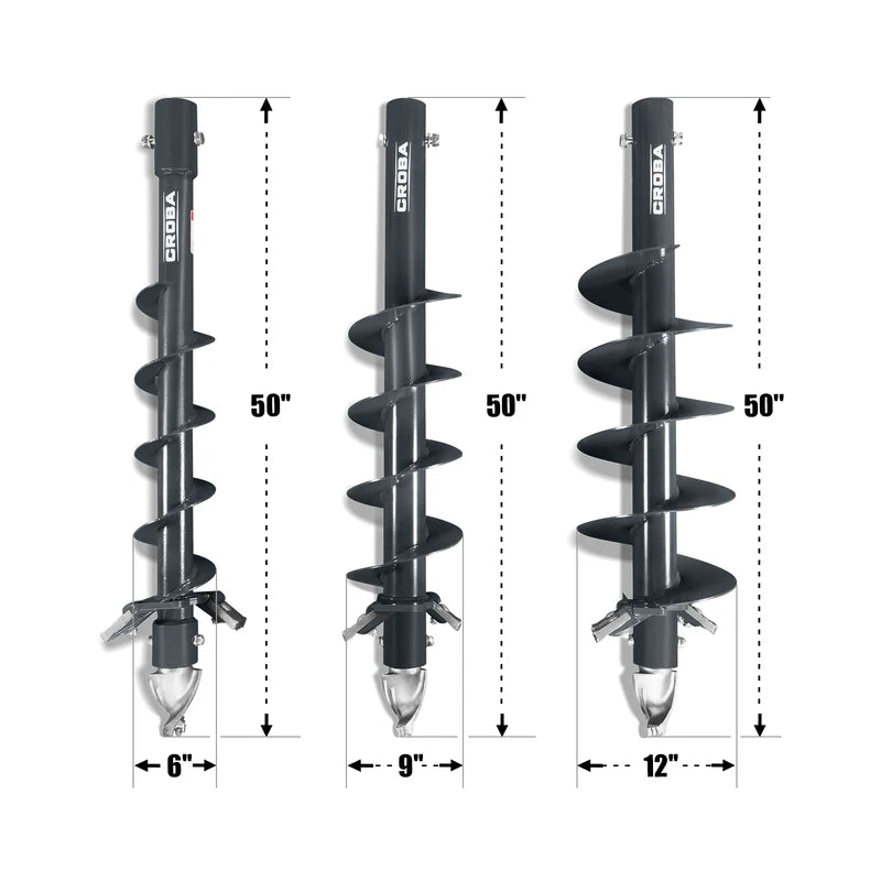 MechMaxx Mini Skid Steer Drive Auger with 6" , 9" , 12" Dia. Auger Bits