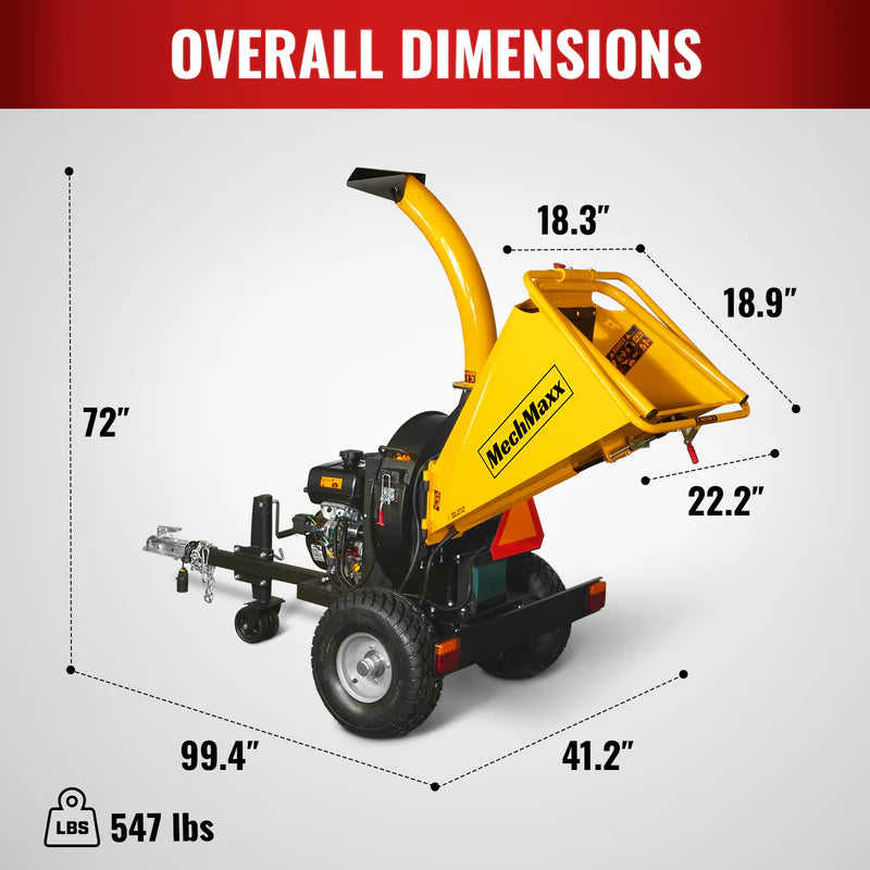 MechMaxx 5 inch E-stat KOHLER 429cc 14hp Gasoline Engine Powered Disc Wood Chipper with Taillight , P4205