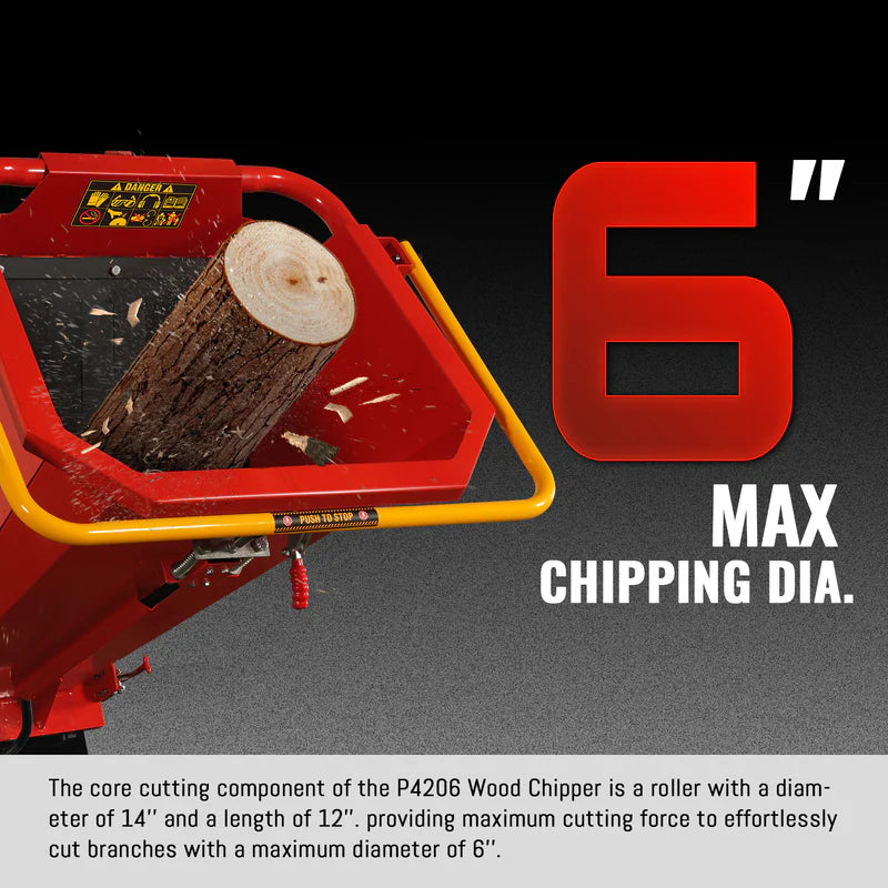 MechMaxx 6 inch E-start B&S VANGUARD 408cc 14hp Gasoline Engine Powered Drum Wood Chipper, P4206